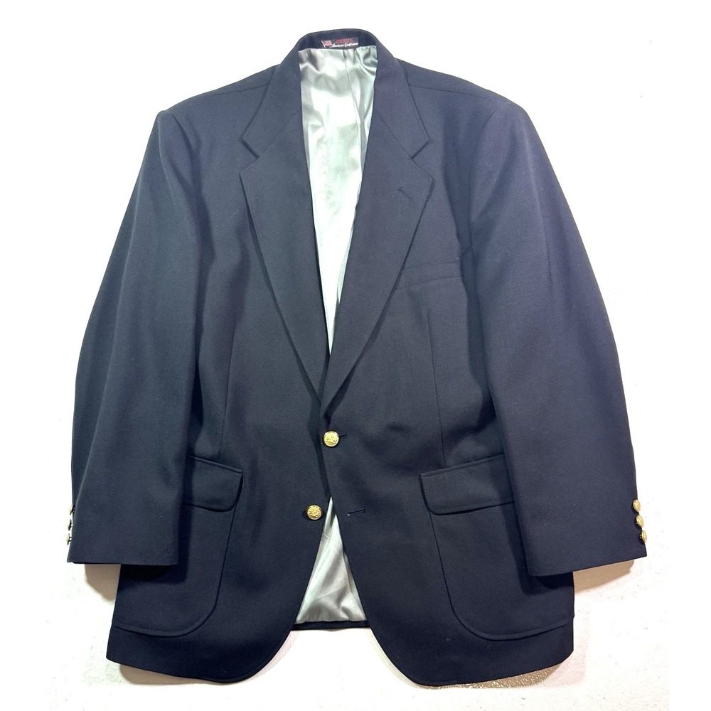 mens‎ black Stafford hopsack blazer jacket sport suti coat gold buttons usa 42S